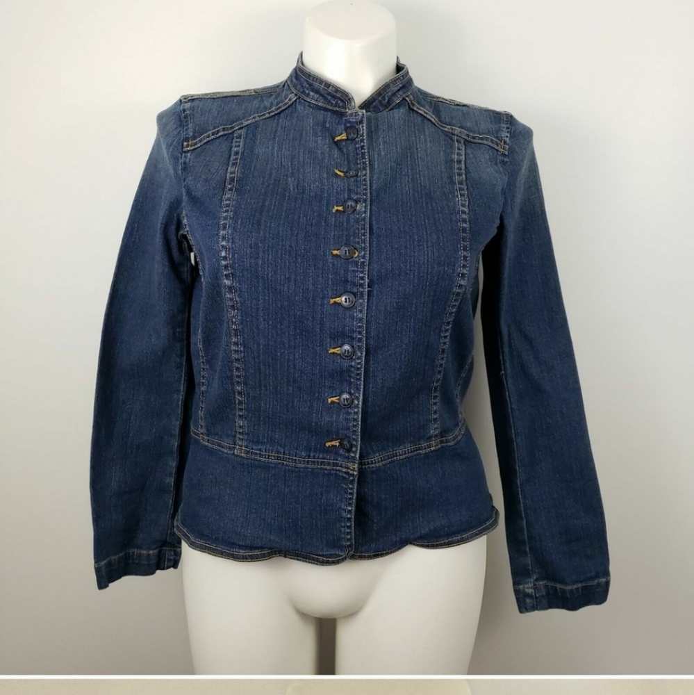 COPY - a.n.a. Denim Lg Blazer jean jacket stretchy blue